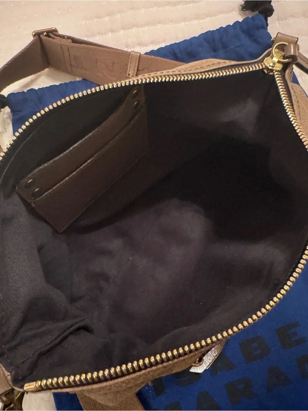Isabel Marant Taupe Shiny Leather Crossbody with Branded Strap - Picture 7 of 9